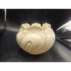 Vintage Belleek Ireland Parian Ware Cabbage Leaf Vase Green 6th Mark 65-80 READ